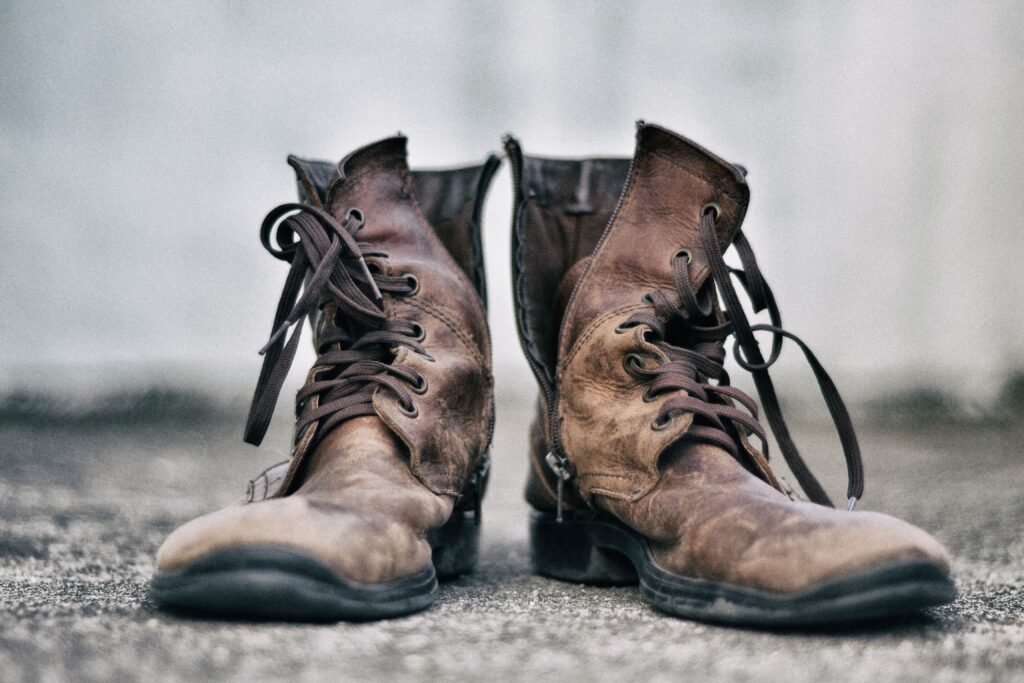 image of worn-out boots.